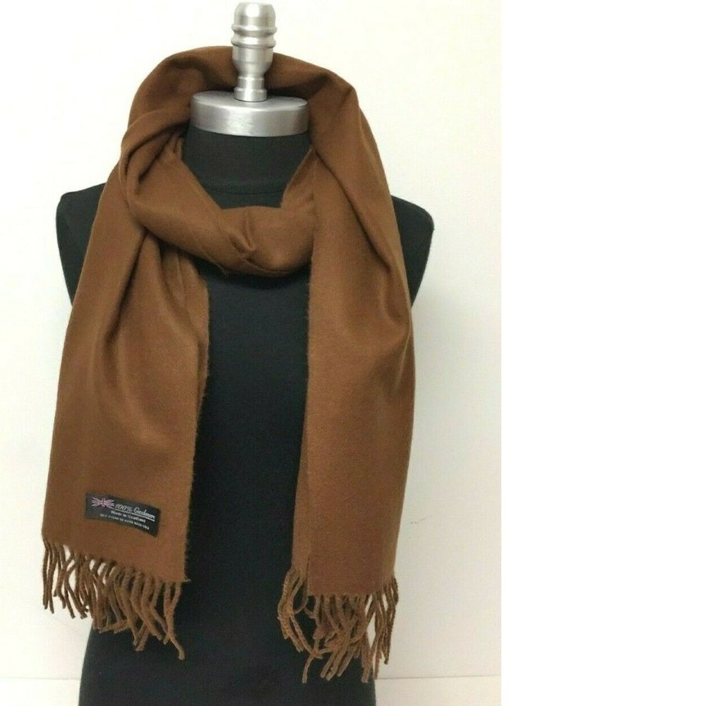 Men's New Coffee Brown Scotland CASHMERE SCARF